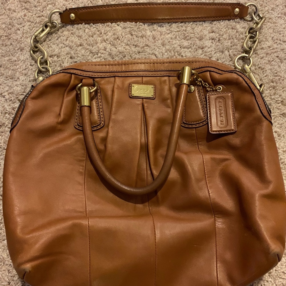 Genuine Camel Leather Coach Purse
